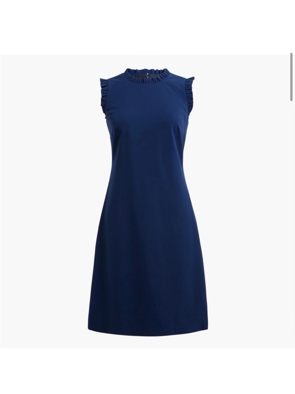J Crew Navy Sleeveless Ruffle Neck Dress